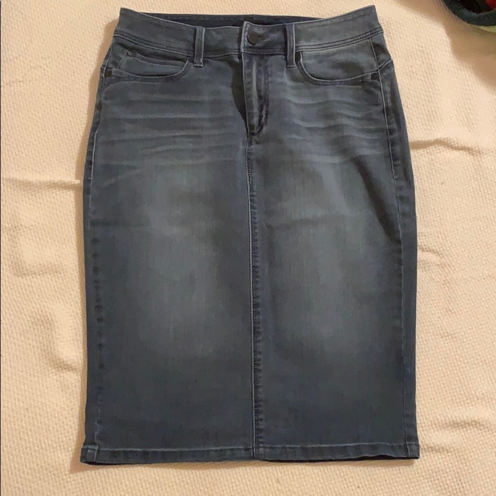 Eva Longoria Denim Midi Skirt